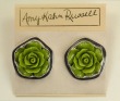 1" Diameter Carved Green Coral Post Earrings
