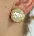 Amy Kahn Russell Mother of Pearl Dome Clip Earrings