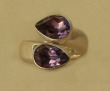 Double Amethyst Ring in Sterling Silver Setting--Adjustable--Fits Sizes 5-11--ORIGINALLY $129.00