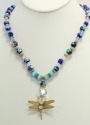 White Opal Dragonfly Pendant Necklace