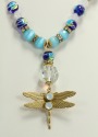 White Opal Dragonfly Pendant Necklace