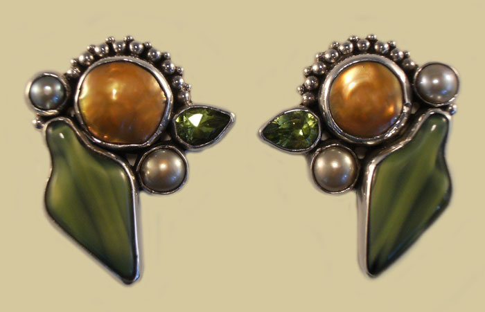 Bronze Pearl Post Earrings