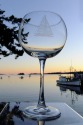 Etched Sailboat 19 oz. Balloon Red Wine Glass 