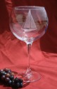Etched Sailboat Red Wine Glass