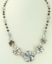 Mother of Pearl Flower Collar with Lava Stone & Vermeil