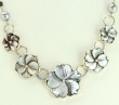 Mother of Pearl Flower Collar with Lava Stone & Vermeil