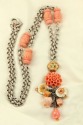 Carved Coral Flower Dangle Earrings