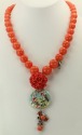 Carved Coral Flower Dangle Earrings