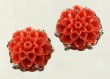 Carved Coral Flower Dangle Earrings