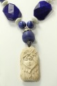 Fossilized Mammoth Ivory & Lapis Statement Necklace