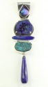 Azurite Malachite Geode Clip Earrings