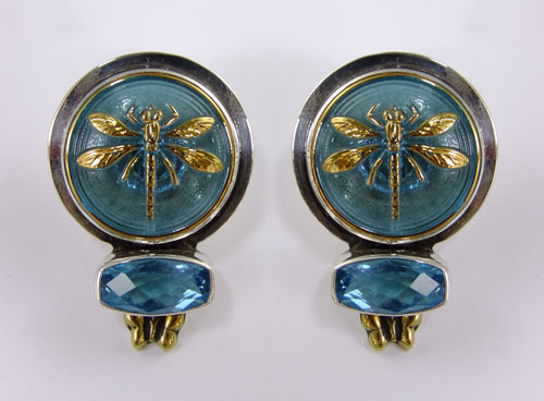 Amy Kahn Russell Czech Glass Dragonfly Post Earrings