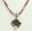 Mars & Valentine Vintage Purple & Gold Czech Button Necklace