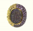 Amethyst, Drusy, & Gold Statement Ring