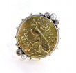 Golden Peacock Statement Ring with Gemstones