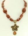 Goldstone Necklace with Dichroic Starfish Pendant