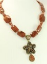 Goldstone Necklace with Dichroic Starfish Pendant