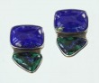 Lapis & Malachite Clip Earrings--CAN BE CONVERTED TO POST