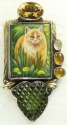 Cat with Green Eyes Pin-Pendant