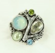 Echo of the Dreamer Blue & Green Gemstone Cluster Ring