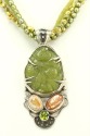 Echo of the Dreamer Carved Green Jade Statement Necklace