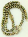 Long Green Porcelain & Fresh Water Pearl Necklace