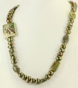 Long Green Porcelain & Fresh Water Pearl Necklace
