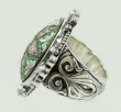 Antique Pink & Green Micro-Mosaic Ring--ROUND DOME RING WITH PINK TOURMALINE & WHITE PEARL--ORIGINALLY $595.00--NOW 25% OFF