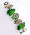 Green Agate & Gold Conchina Drusy Statement Bracelet