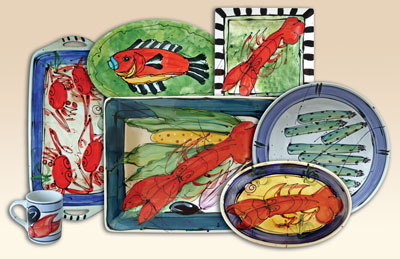 Hand Painted Seafood Pottery