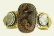 Carved Horn Seahorse Pin-Pendant with Jewels & Vermeil