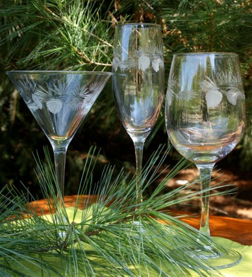 Pine Cone Wine Glasses - Set of 12