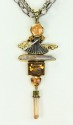 Orange Aura Crystal & Japanese Menuki Pendant Necklace