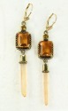 Orange Aura Crystal & Japanese Menuki Pendant Necklace