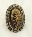 Large Sea Life Kashira Ring With 24K Gold--FROM THE HANDLE OF A JAPANESE SWORD
