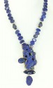 Hand Carved Lapis Pendant Necklace--ONE OF A KIND