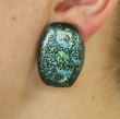 Amy Kahn Russell Very Large Enameled Agate Clip Earrings