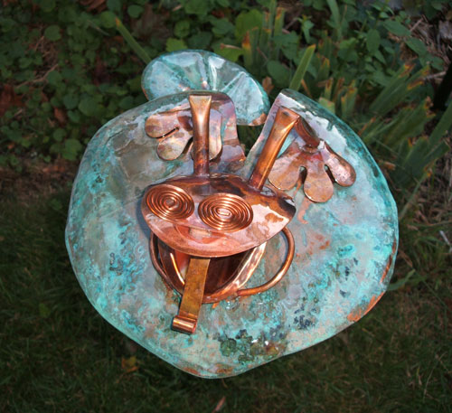 Large Frog on Lilypad Copper Garden Stake--Made in USA