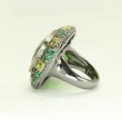 LARGE CELESTIAL QUARTZ STATEMENT RING WITH TSAVORITE , PERIDOT, & VERMEIL