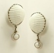 Echo of the Dreamer Large White Shell Clip Dangle Earrings