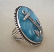 Sterling Silver Anchor Ring on Vintage Mother of Pearl