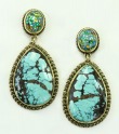 Turquoise Matrix & Vintage Glass Post Earrings
