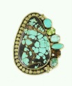 Turquoise Matrix & Vintage Glass Post Earrings