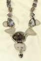 Botswana Agate & Moonstone Asymmetrical Clip Earrngs