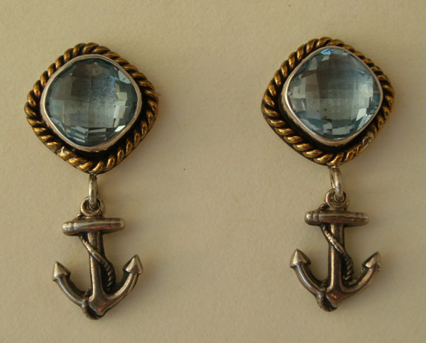 Mars & Valentine Blue Anchor Earrings