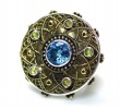 Mars & Valentine Large Statement Ring with Blue Topaz & Peridot--from the Peacock Collection