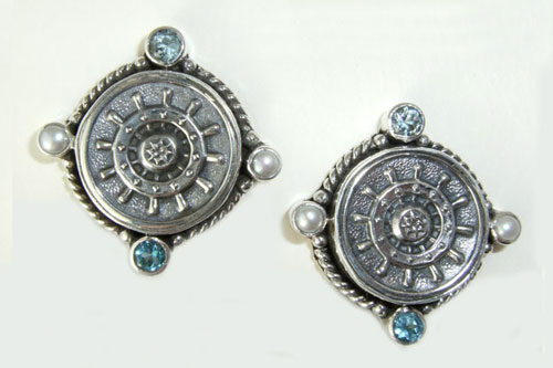Mars & Valentine Sterling Silver Nautical Post Earrings--ORIGINALLY  165.00