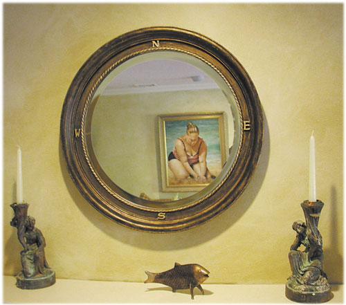 Compass Beveled Mirror