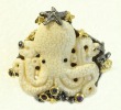  Hand Carved Octopus Ring with Gemstones--MATCHING EARRINGS AVAILABLE