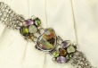 Sterling Silver Mesh Bracelet with Opal Centerpiece 